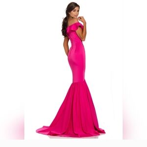 Johnathan Kayne Hot Pink Off-Shoulder Gown
